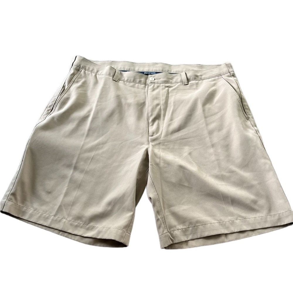 PGA Tour Men’s Khaki Shorts Golf Shorts Flat Front Size 42